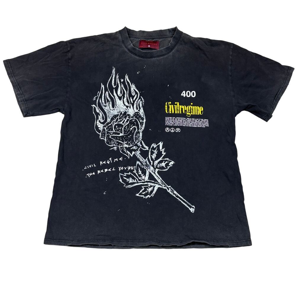 Civil Regime The Rebel Youth Burning Rose T Shirt Men's M 1/500